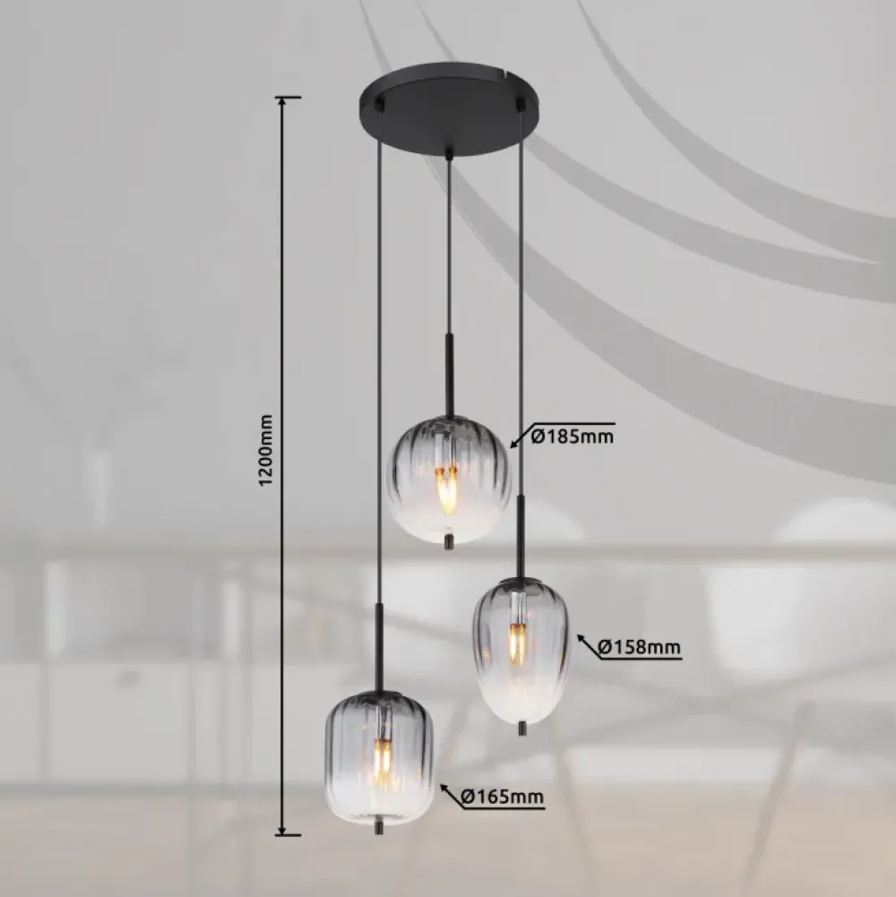 Globo Lighting Attila Ø46 taklampa Rökfärgad