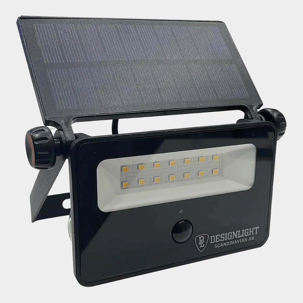 Clearance Designlight Batteridriven strålkastare med sensor solcellslampa Svart