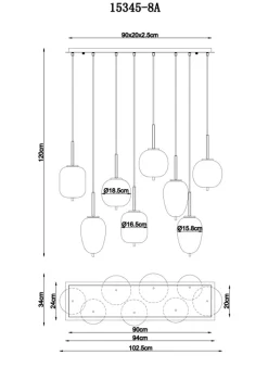 Globo Lighting Blacky 102cm taklampa