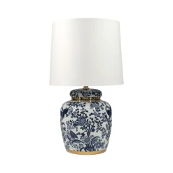 Lampan Blomstermåla 43cm bordslampa Blå