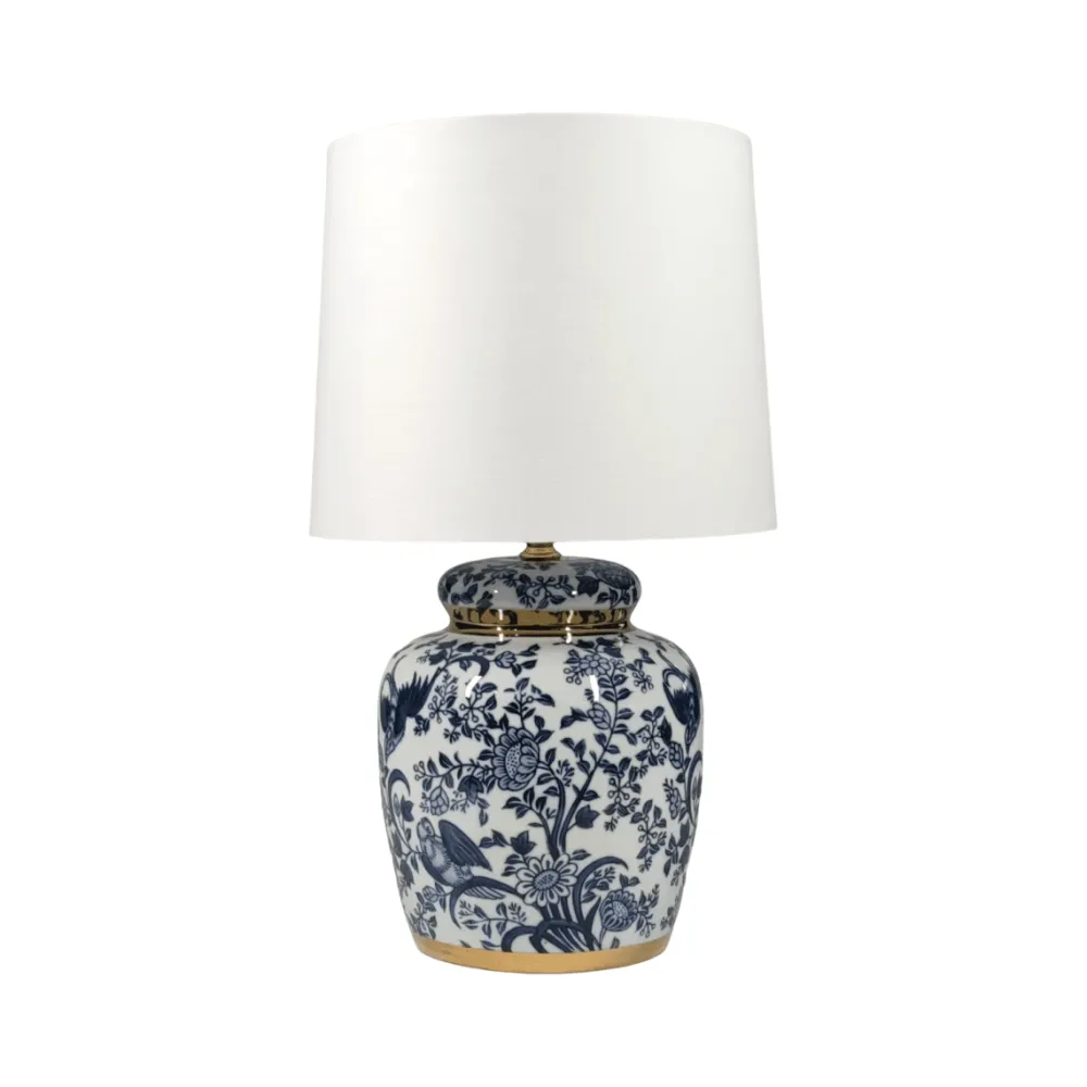 Lampan Blomstermåla 43cm bordslampa Blå