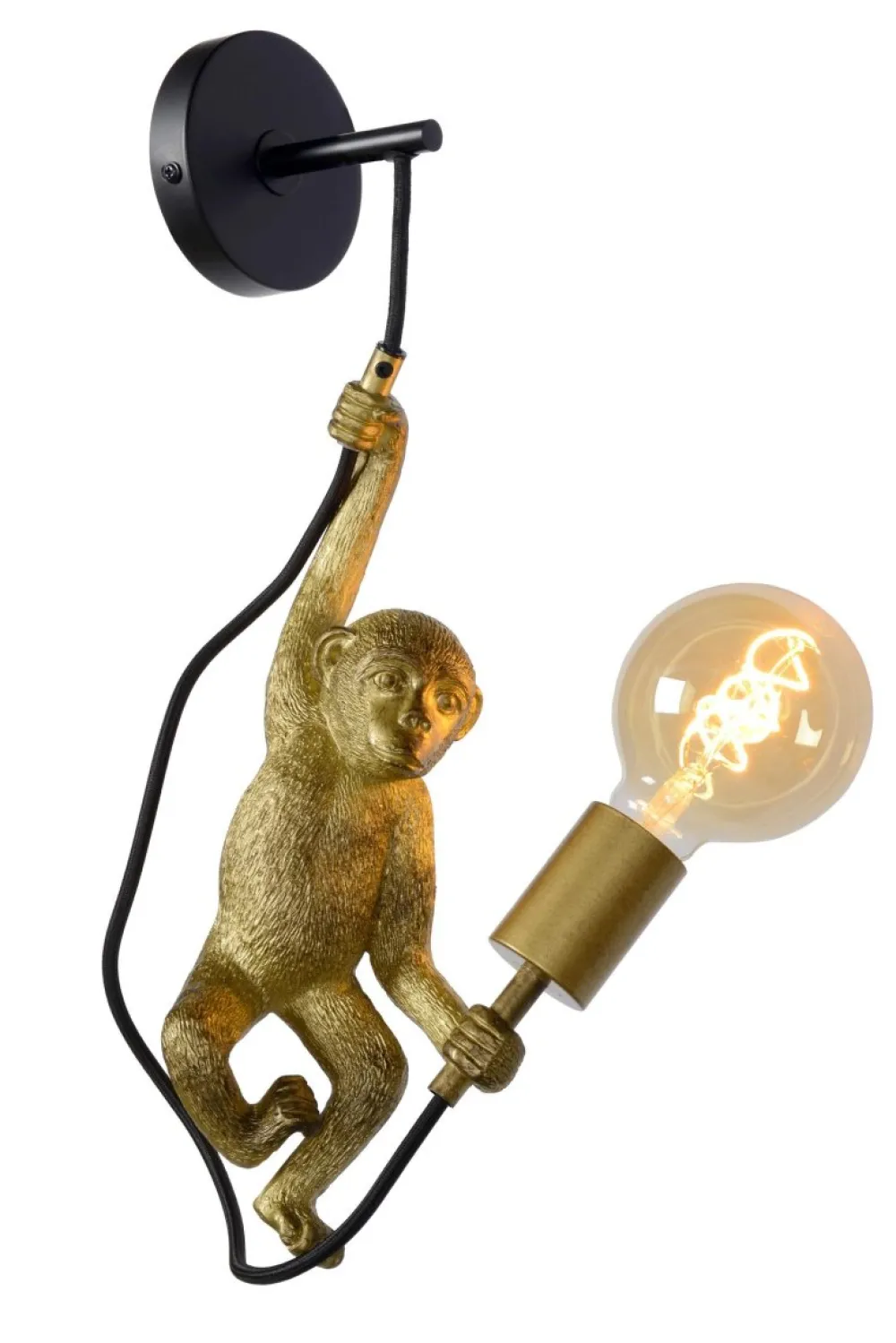 Outlet Lucide Extravaganza Chimp 48cm vägglampa Svart