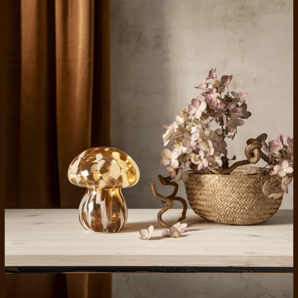 Discount Star Trading Funghi 15cm bordslampa Brun