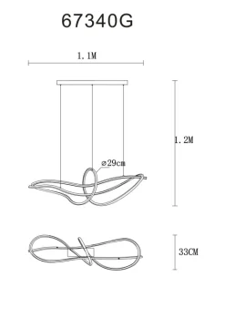 Outlet Globo Lighting Iduna 110cm taklampa