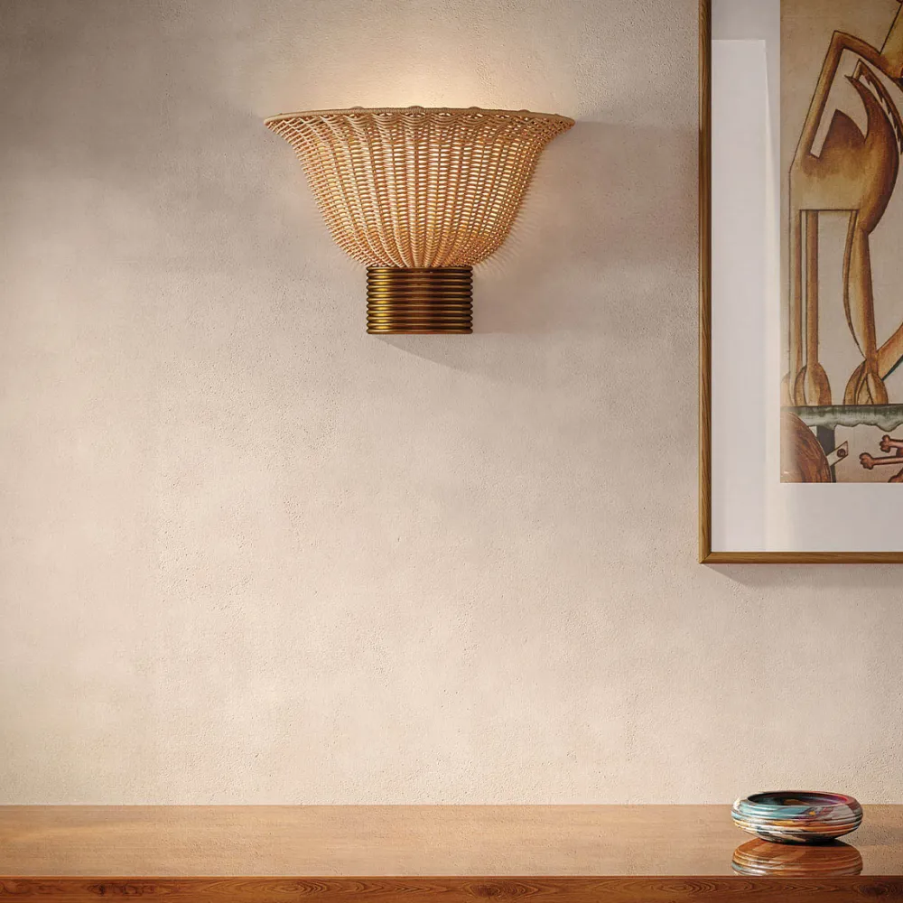 Best Elstead Lighting Kai 25cm vägglampa Natur