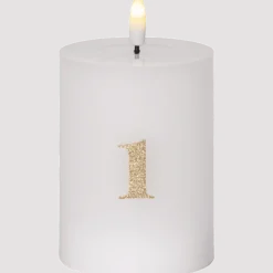 Best Star Trading LED Blockljus Flamme Advent Vit