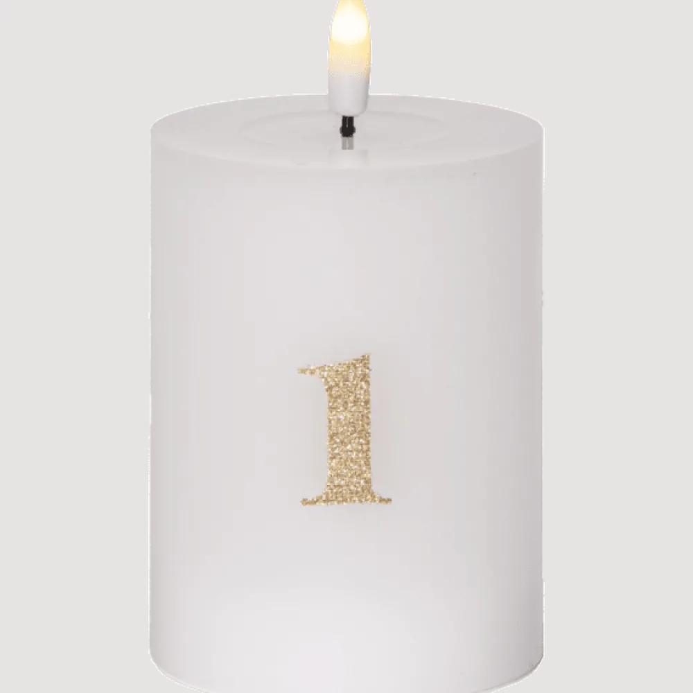 Best Star Trading LED Blockljus Flamme Advent Vit