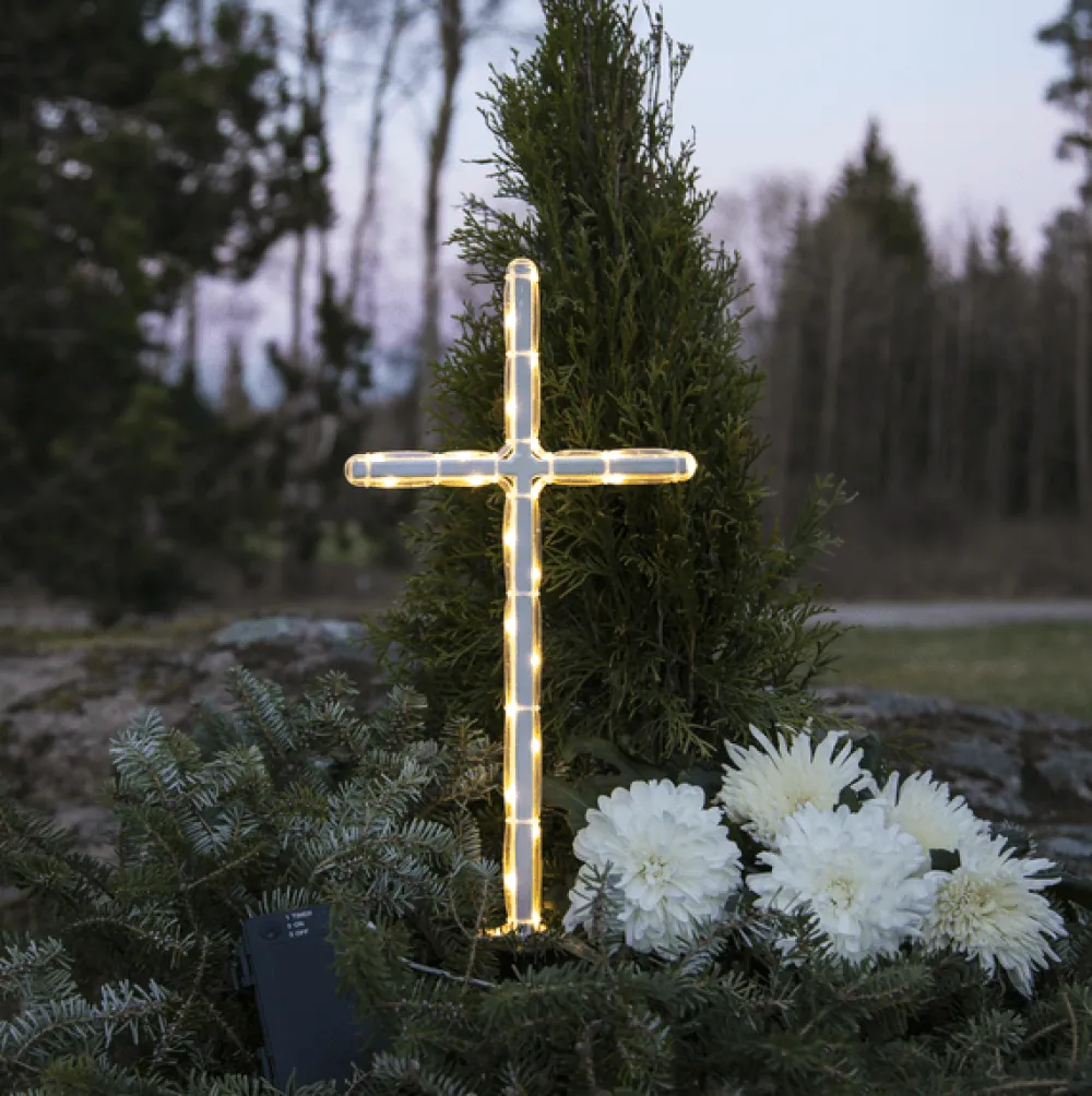 Star Trading LED Gravljus GraveCross Vit