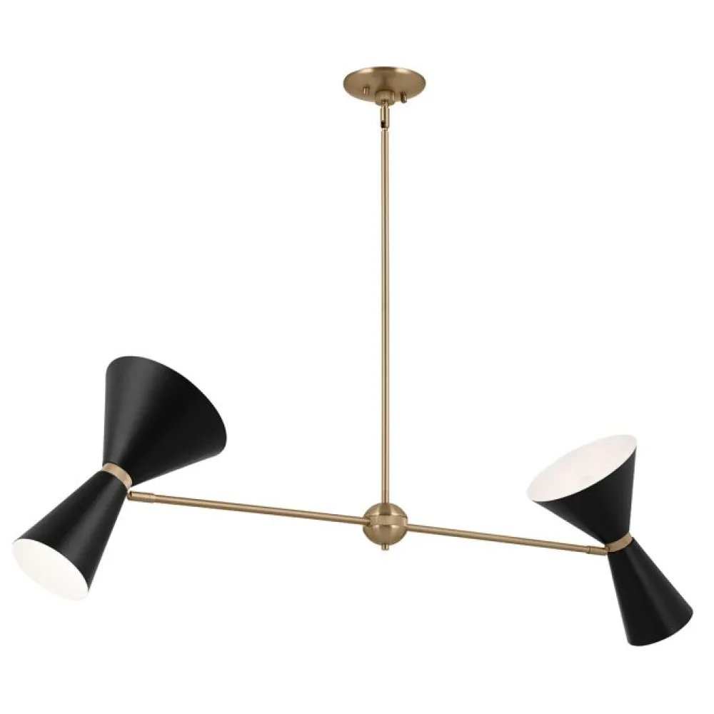 Outlet Elstead Lighting Phix 130cm taklampa Svart/brons