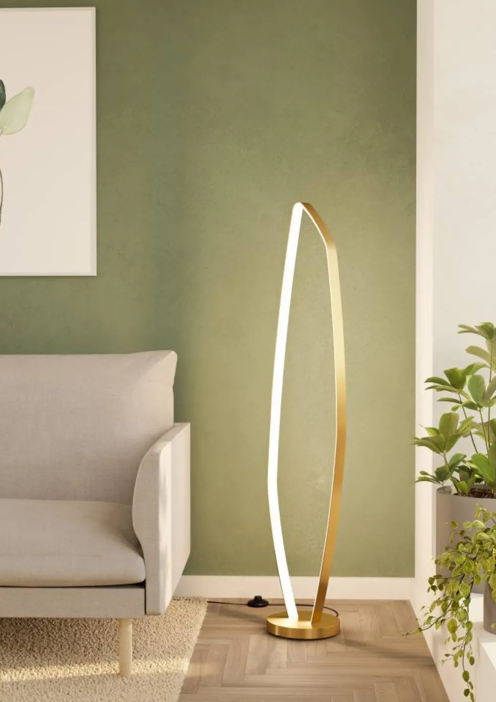 Sale Eglo Vallerosa golvlampa Borstad mässing