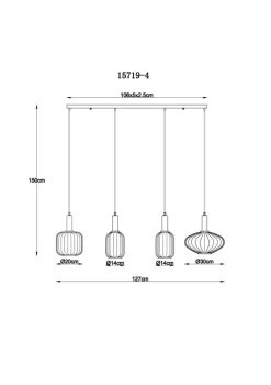 Sale Globo Lighting Valletta 127cm taklampa Svart