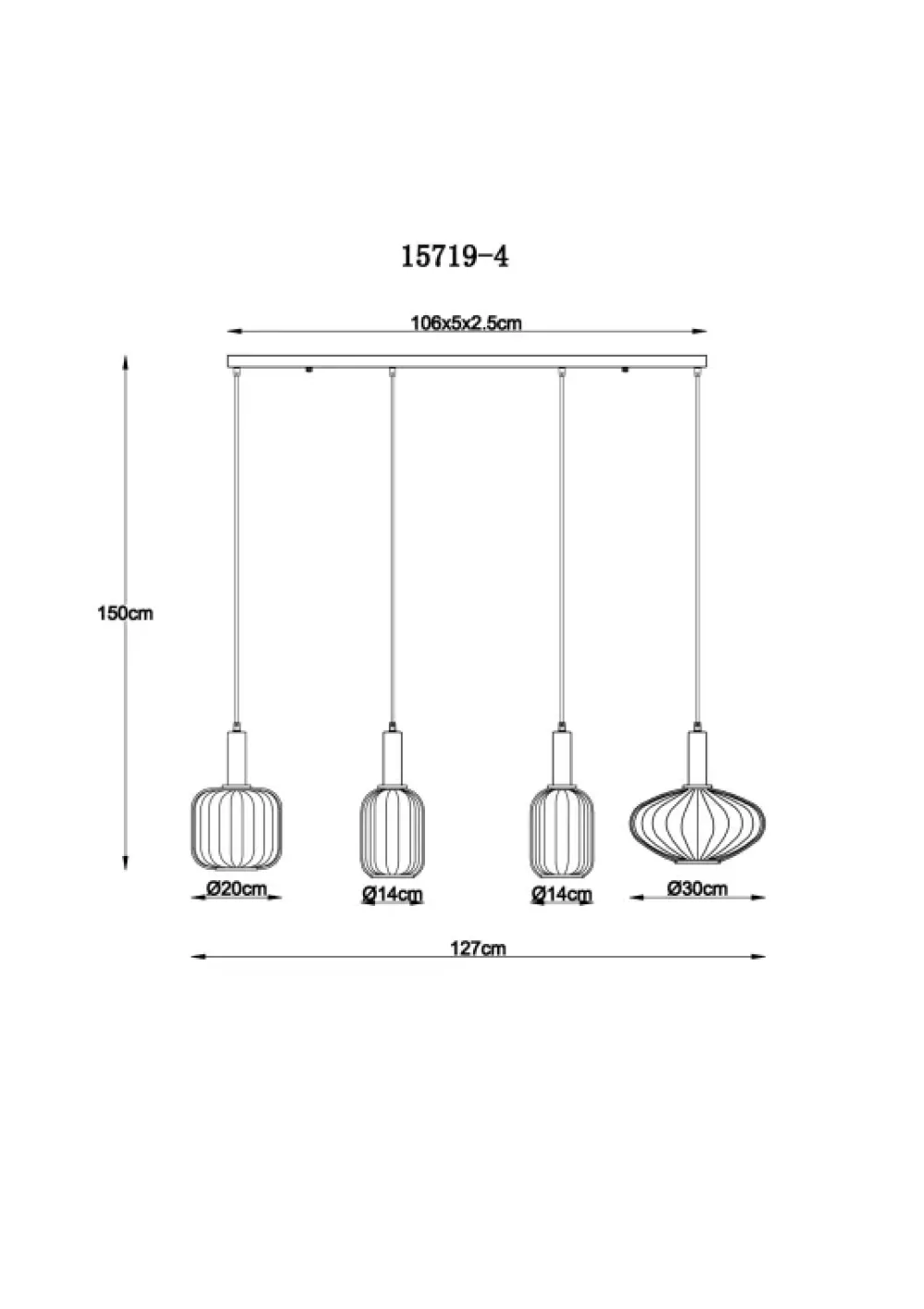Sale Globo Lighting Valletta 127cm taklampa Svart